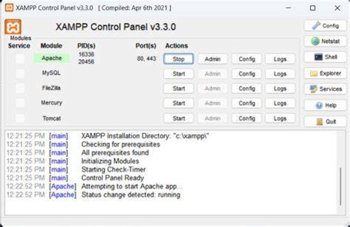 xampp php folder screenshot