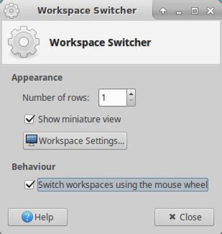 Xfce Workspace Switcher - mouse wheel